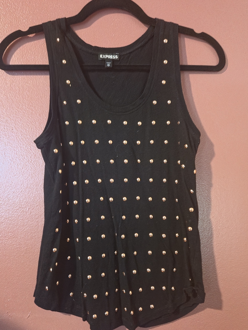 Express Black Tank Top with Gold Studs